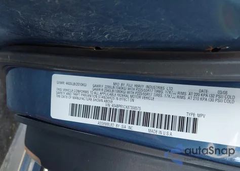 2008 Subaru Outback 2.5I/2.5I L.l. Bean Edition z USA, uszkodzony, nr VIN 4S4BP61CX87358575